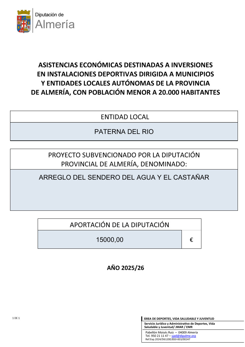 Publicidad asistencia economica destinada a inversiones deportivas municipales 